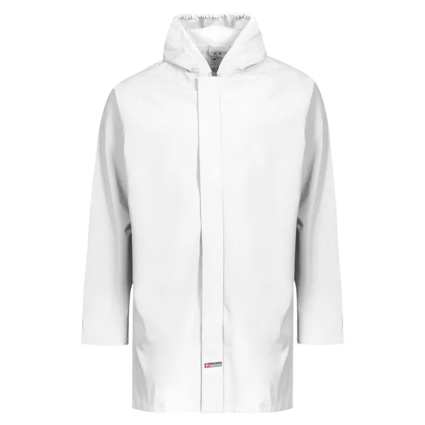 Regnjakke PU lang Hvit Medium