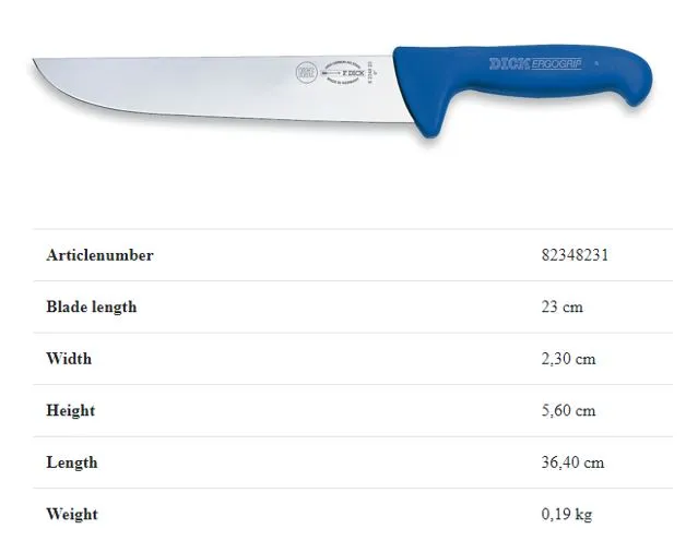 Slaktekniv Dick 8.2348.23 23cm, blått skaft