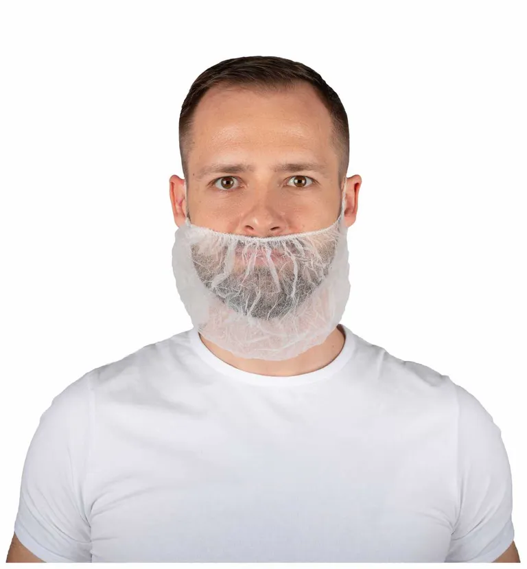 Skjeggbeskytter HVIT m/strikk, 20pk i krt