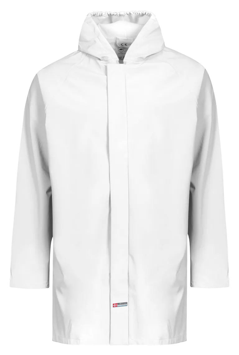 Regnjakke PU lang Hvit Medium